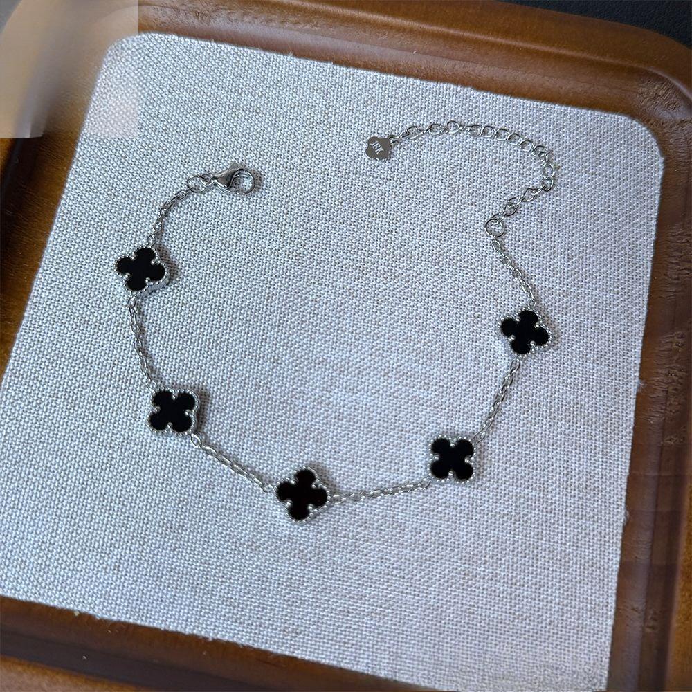 Браслет из титановой стали 10 мм, не выцветающий, «Четырехлистный клевер», легкая роскошь, модный, универсальный, пятицветный браслет