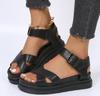 Open Toe Flatform Wedges Shoes Woman Summer Beach Sandals Sexy Women Plus Size PU Leather Sandalias