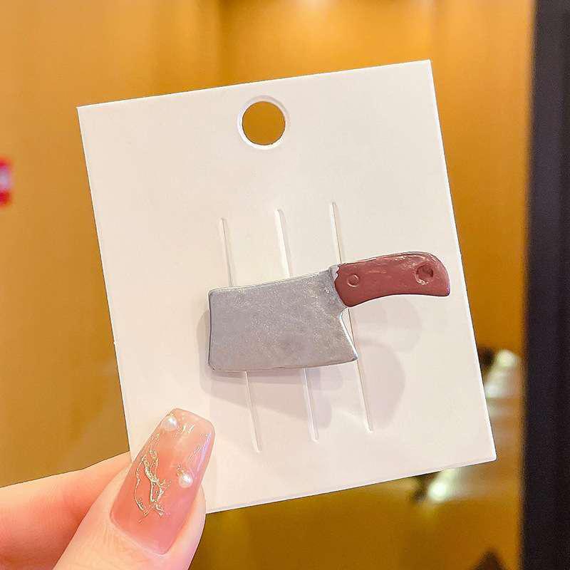 Женские необычные челки на бок, имитация ножа, сломанные волосы, заколка-утконос, заколки для волос, светящаяся лампочка