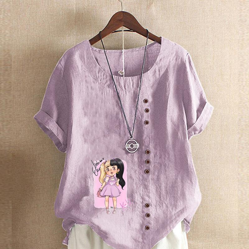 Женская модная футболка с коротким рукавом для девочек, свободная хлопковая рубашка, повседневная свободная летняя блузка, топы больших размеров