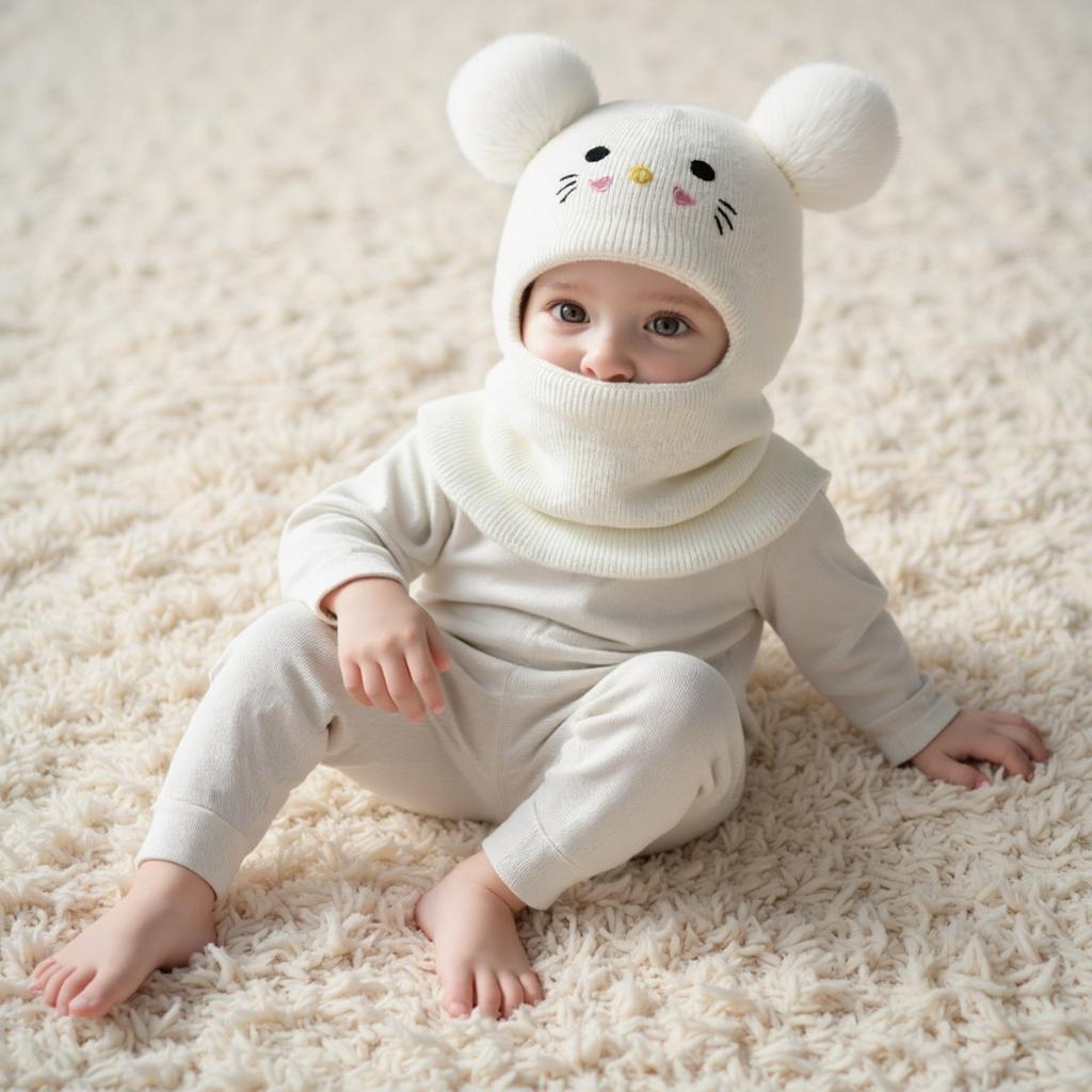 Детская вышитая шапка с мультяшным котом, вязаная теплая детская шапка, осенне-зимняя вязаная шапка для младенцев мальчиков и девочек