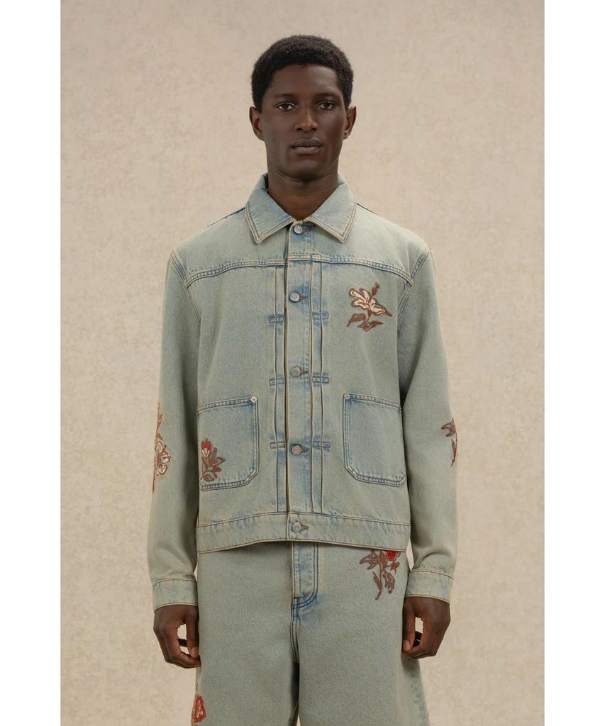 Drole De Monsieur Flower Embroidered Dusty Denim Jacket Veste Denim Dusty Brodee Fleurs D0Jmm26100Bum