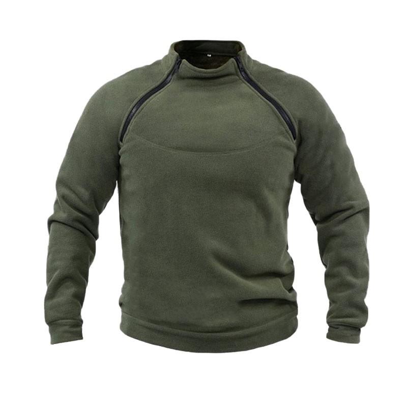 Мужская флисовая куртка-свитшот, военный пуловер, толстая теплая с длинным рукавом на молнии, зимний топ