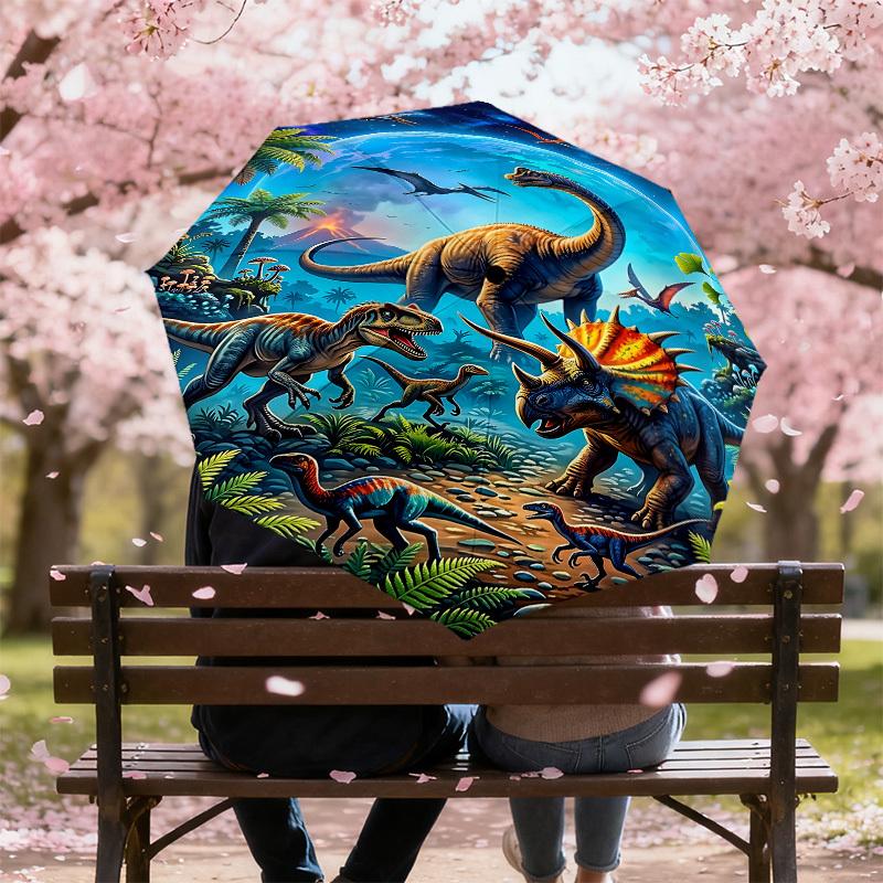1PC Dinosaur Umbrella-8-Rib Reinforced, Automatic Open, Lightweight & Durable, Fashion Accessory for Outdoor, J0410