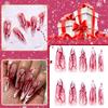 Ladies Halloween Long Pointed Red Flame Dyed Fake Nails(Glue 2ml)