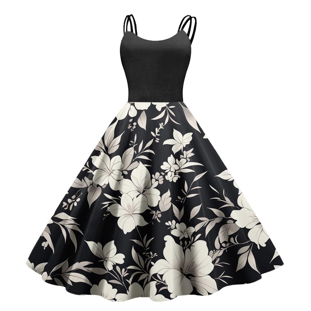 Women's Casual Fashion Print Sexy Off Shoulder Punk Retro Dress Retro Dress Dress