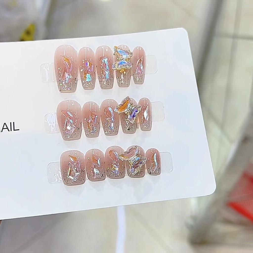 Чисто ручная работа Фототерапия Носит Маникюр Вращающаяся Бабочка, Готовые Многоразовые Патчи Можно Снимать