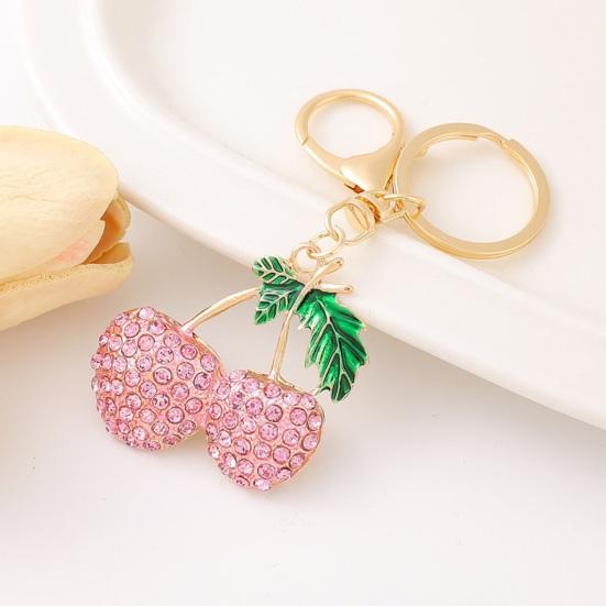 Girl Keyring Cherry Shape Charm Sparkling Rhinestone Keychain Pendant Bag Handbags Backpacks Charm Accessories