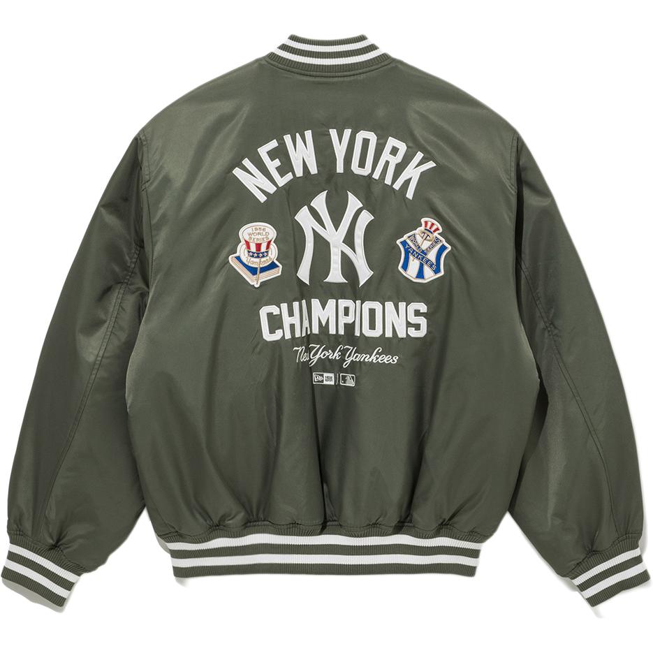 New Era FW25 Серия нейлоновых стадионных курток MLB New York Yankees Свободная Короткая Изогнутая Домашняя Буква Однобортная Повседневная Простая Куртка с Длинным Рукавом 14742036