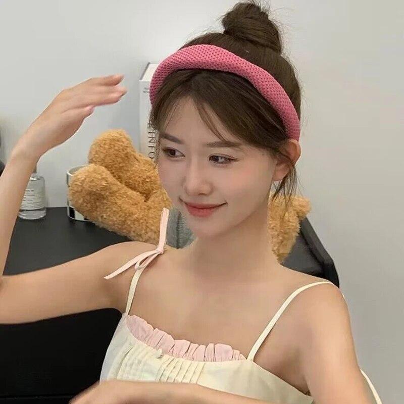 New Korean Irregular Knitted Hairband Vintage Handmade Wide Headbands Hair Hoop Scrunchies Women Hair Accessories Headwear Gifts