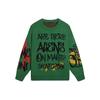 Li-Ning Cf Mars Letter Jacquard Graffiti Effect Crew Neck Long Sleeve Sweater Unisex Sweater Leaf-Green AMBS187-2