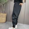 Men Pants Drawstring Elastic Waist Ankle-banded Patchwork Casual Soft Warm Pockets Loose Ninth Pants