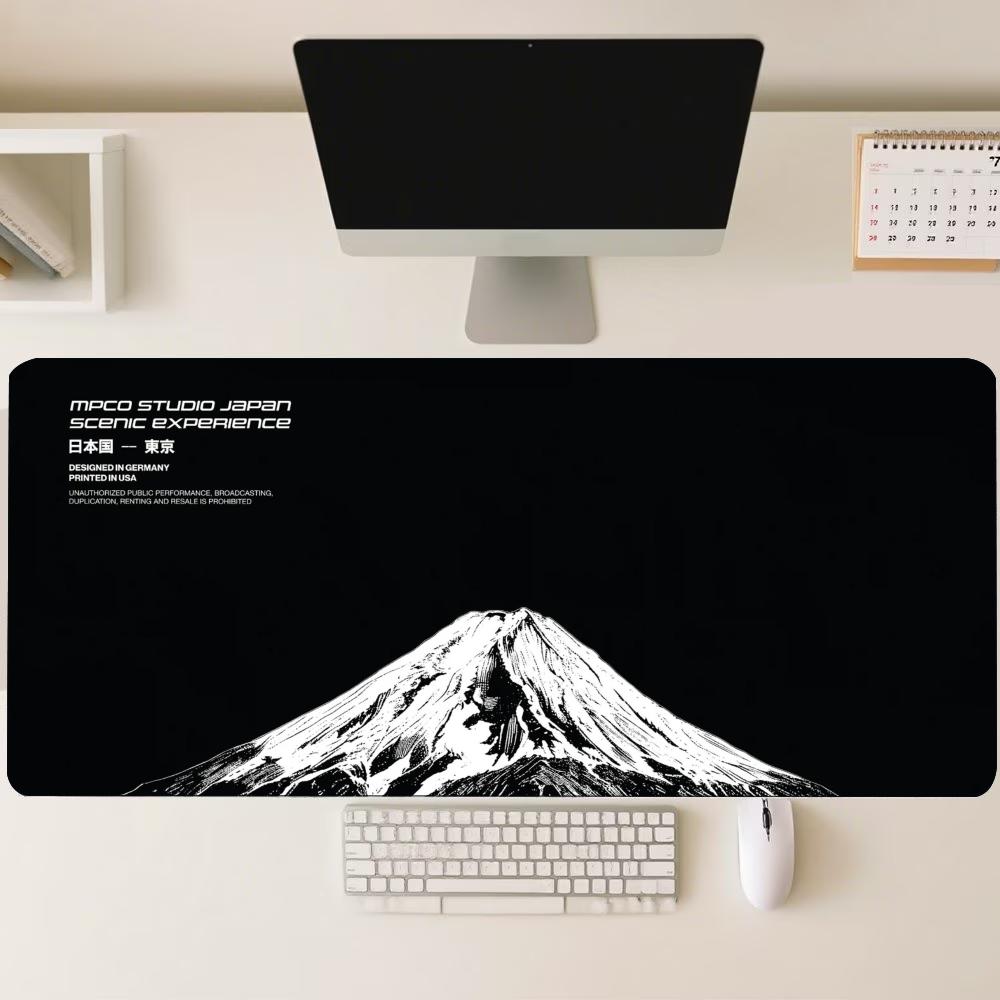 Mount Fuji Minimalist Large Extended Mouse Pad Nonslip Rubber Stitched Edges Print Desk Mat For Gaming Setup Office Workspace