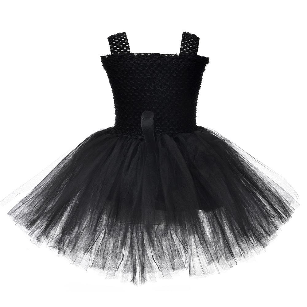 cat dress Halloween Cat Costume Set for Kids' Performances cos Girls' mesh dress tutu Skirt cat face sticker
