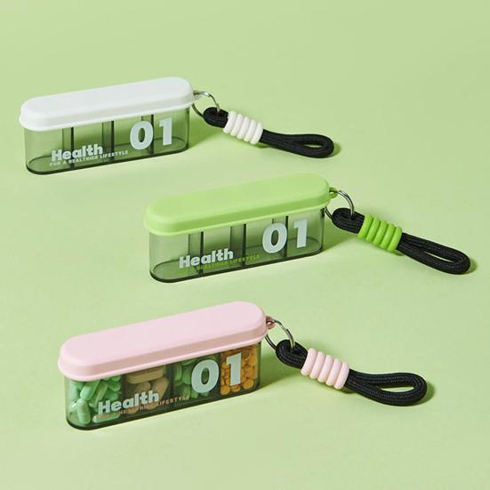 Portable Pill Box 4 Compartments Transparent Pill Case Travel Pill Organizer Tablet Dispenser with Slider Lock