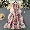 Summer Women Fashion Elegant Sleeveless Print Long Maxi Tank Party Dresses