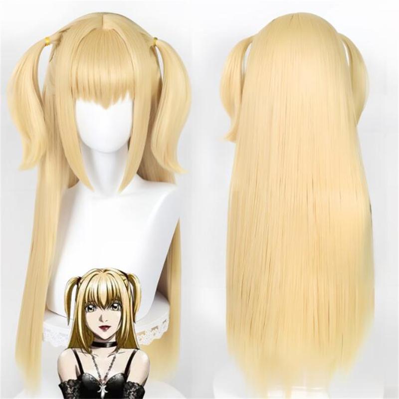 Парик для косплея MisaMisa Аниме Тетрадь смерти Косплей Misa Amane Золотые длинные термостойкие волосы парики