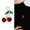 Вишня Вишня Женская брошь Кристалл Стразы Вишня Форма Булавка Кристалл Вишня Булавки для лацканов Женщины