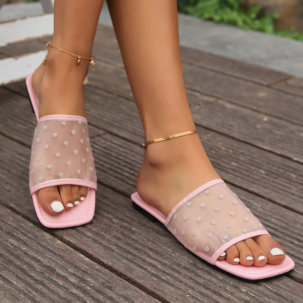 Fashion Women Slippers 2025 Hot New Mesh Flat Lightweight Slippers Summer Pattern Sandals Fashionable Elegant Slippers Slides Women