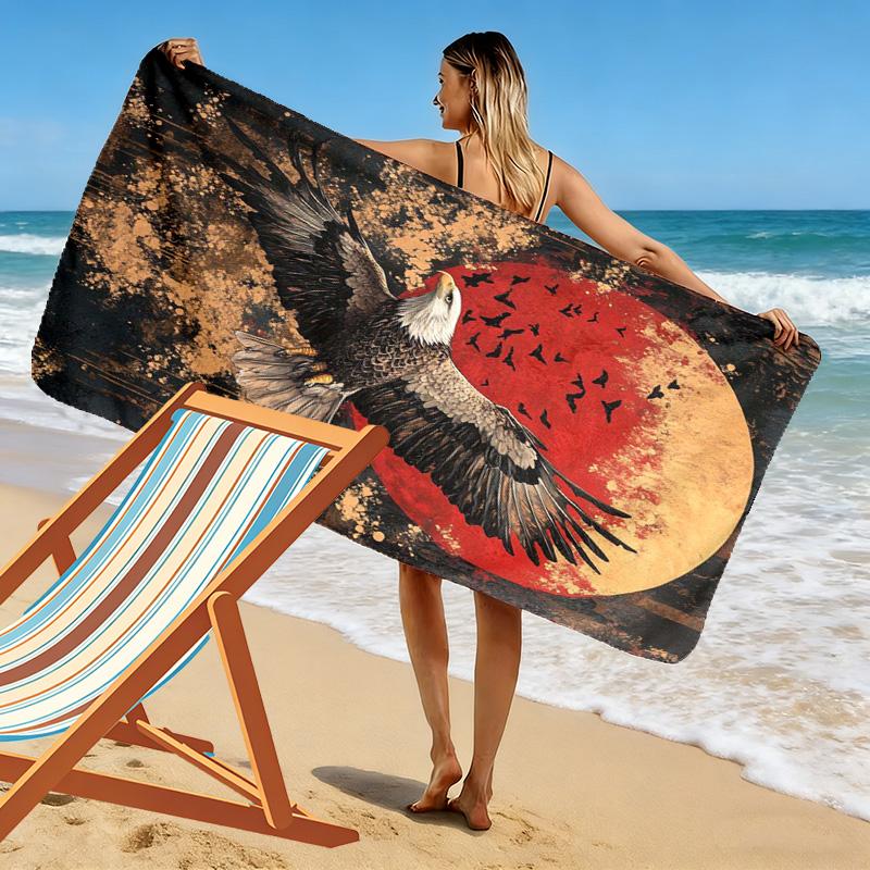 Eagle Print Beach Towel, Large Soft Quick Dry Towel for Beach Camping Swimming