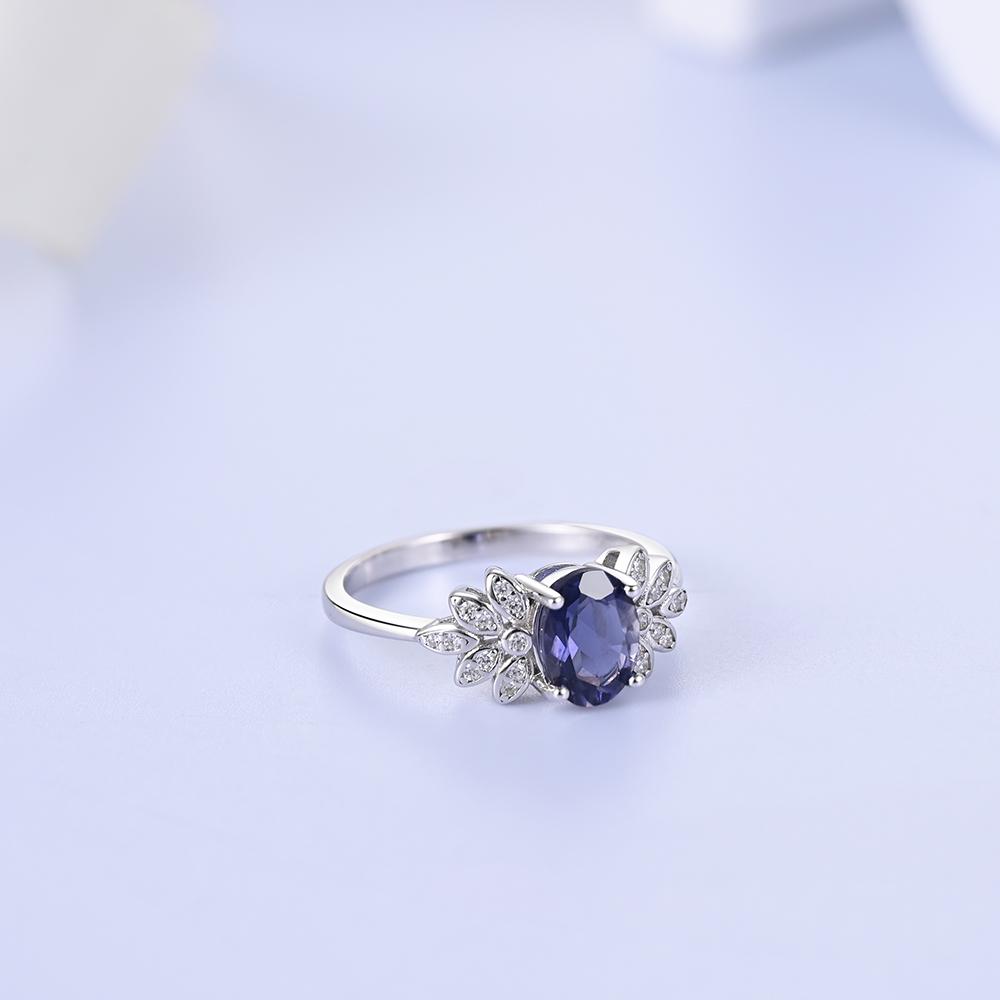 Восхитительное эффектное серебряное кольцо из натурального большого иолита ov 6x8 мм, драгоценный камень, целебный камень, привлекательные украшения для женщин, свадебное предложение, подарок