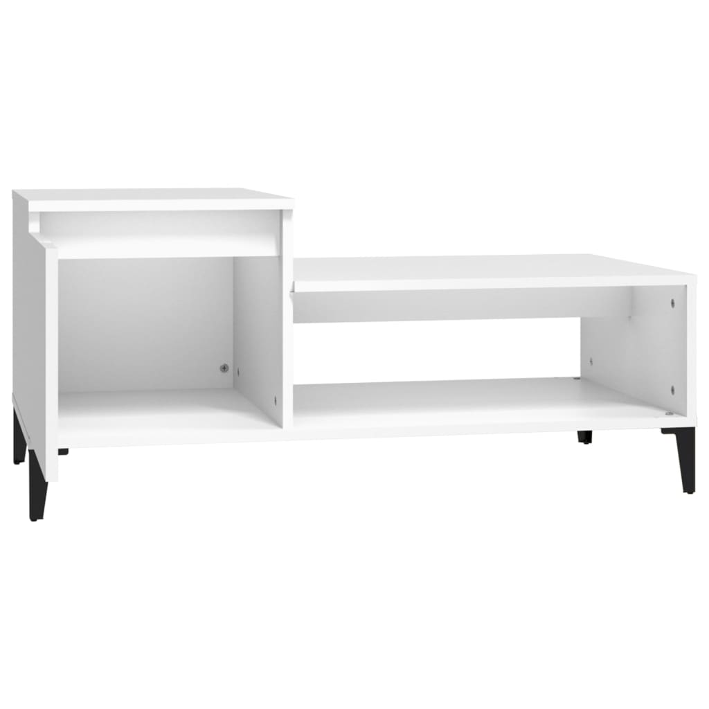 Vidaxl Stolik Kawowy, Biały 100X50X45 Cm, Materiał Drewnopochodny