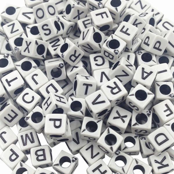Mixed Letter Acrylic Beads Round Flat Alphabet Digital Cube Loose Spacer Beads For Jewelry Making Handmade Diy Bracelet Necklace