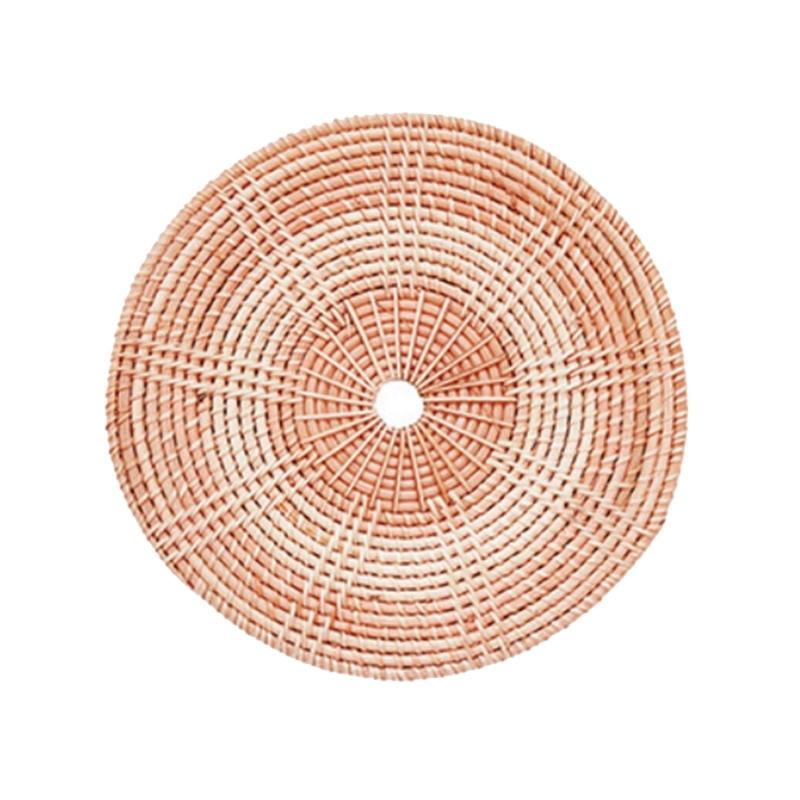 Artistic Handwoven Rattan Wall Hanging Flat Basket Nordic Styles Farmhouses Weave Rrnament Wall Decoration for Living Room