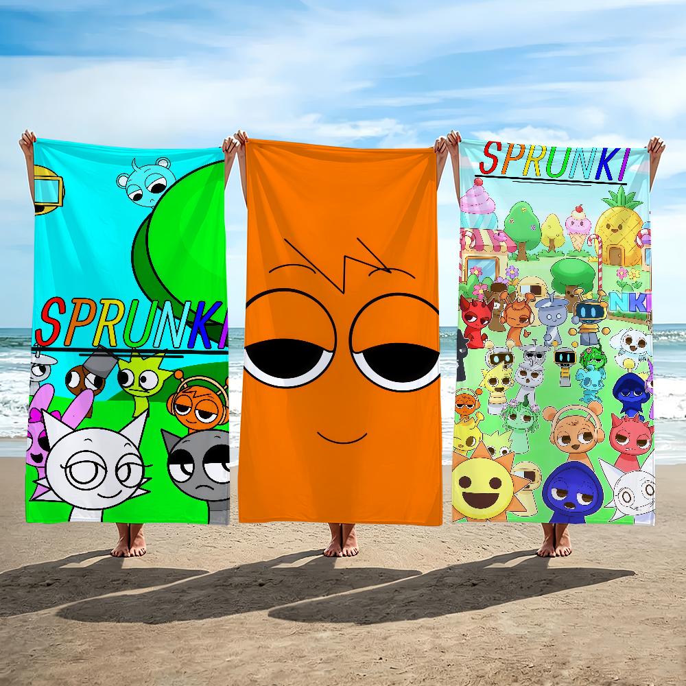 Мультяшная I-Incredibox S-Sprunki Полотенце Пляжное Полотенце Дорожное Легкое Приятное для Кожи Для Бассейна Пляжа Кемпинга Круиза Лето
