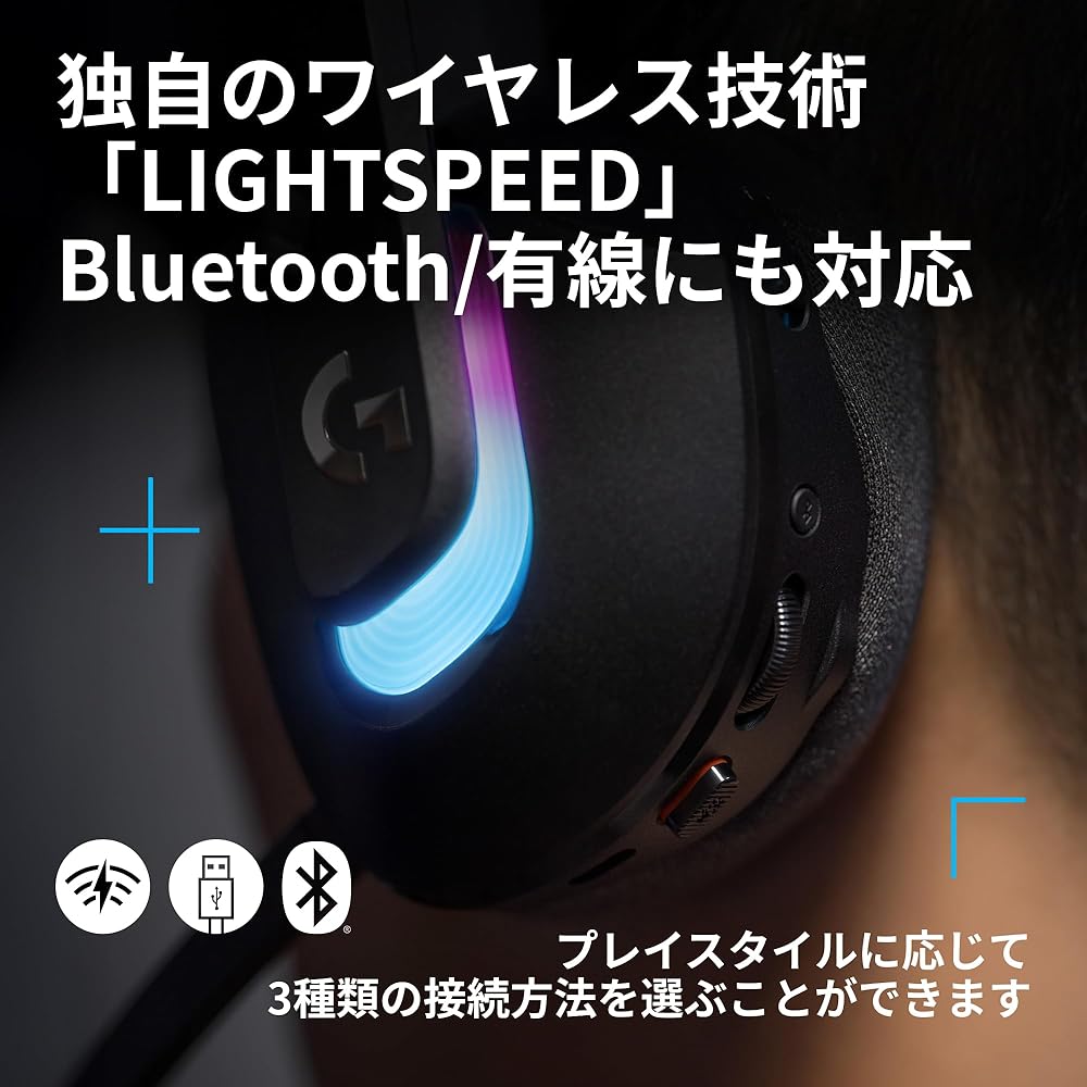 Беспроводная игровая гарнитура Logicool G G522 Легкая Bluetooth Совместимость с проводным подключением 90 часов работы от аккумулятора Черный