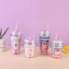 New Unicorn Plastic Water Cup Summer Children Couple Straw Cup Cute Creative Portable Portable Cup Doll Cup