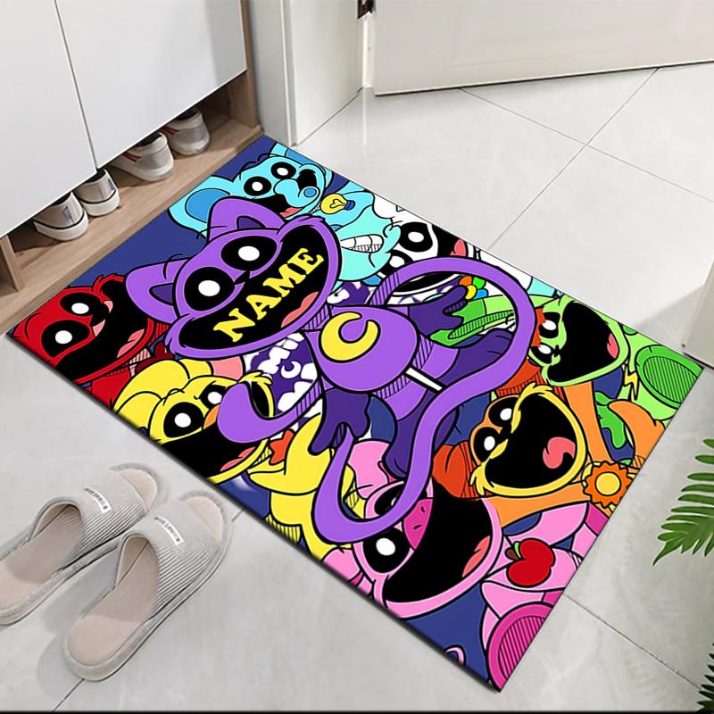 Custom Name Smiling Critters Printed Carpet, for Office Chair Living Room Bedroom Kitchen Room Decor Gifts.