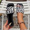New 3 Leopard Print Flat-bottomed Slippers for Women, New Sandals, Wind One-word Slippers