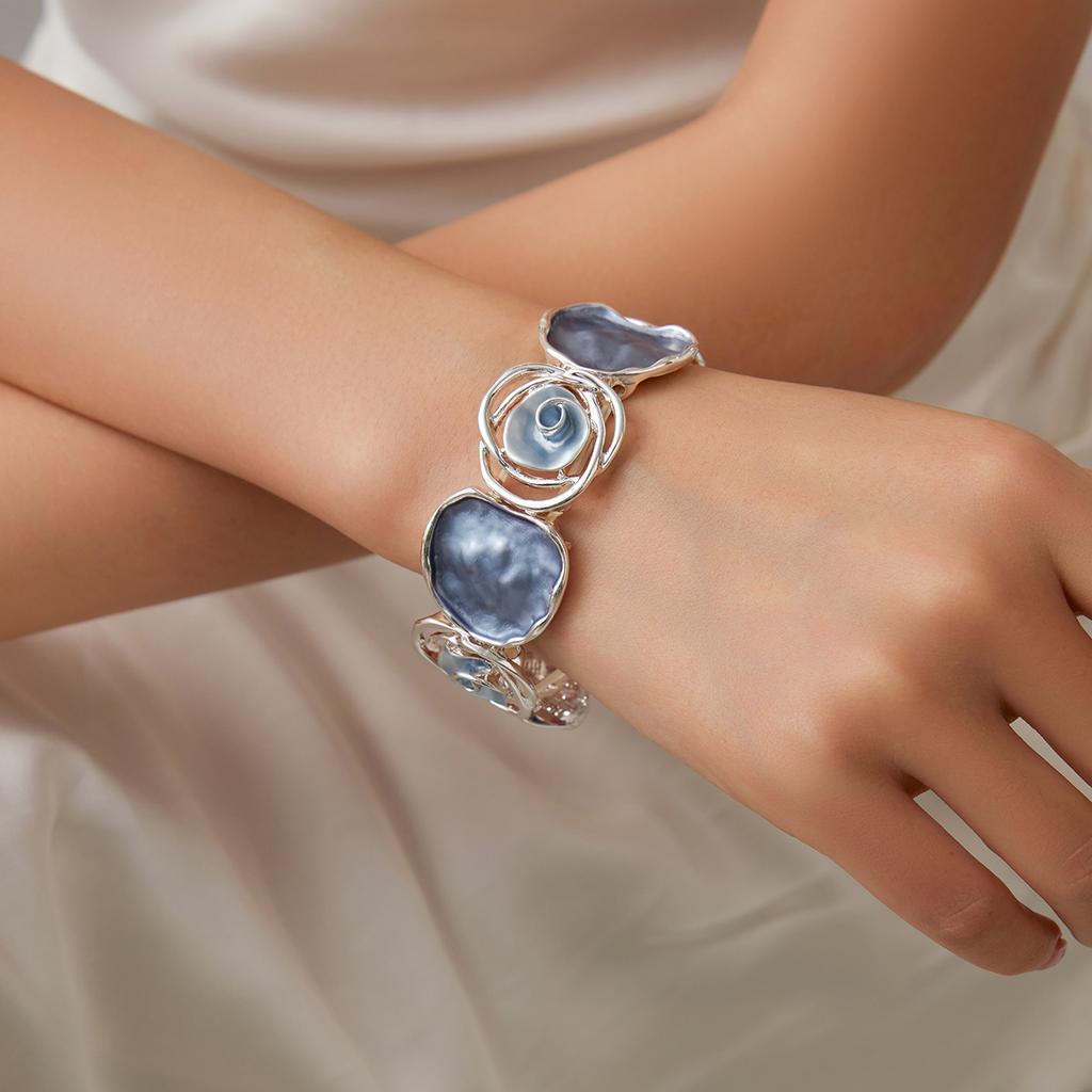 Оригинальный лоскутный браслет с розой, креативный женский универсальный браслет с цветочным принтом