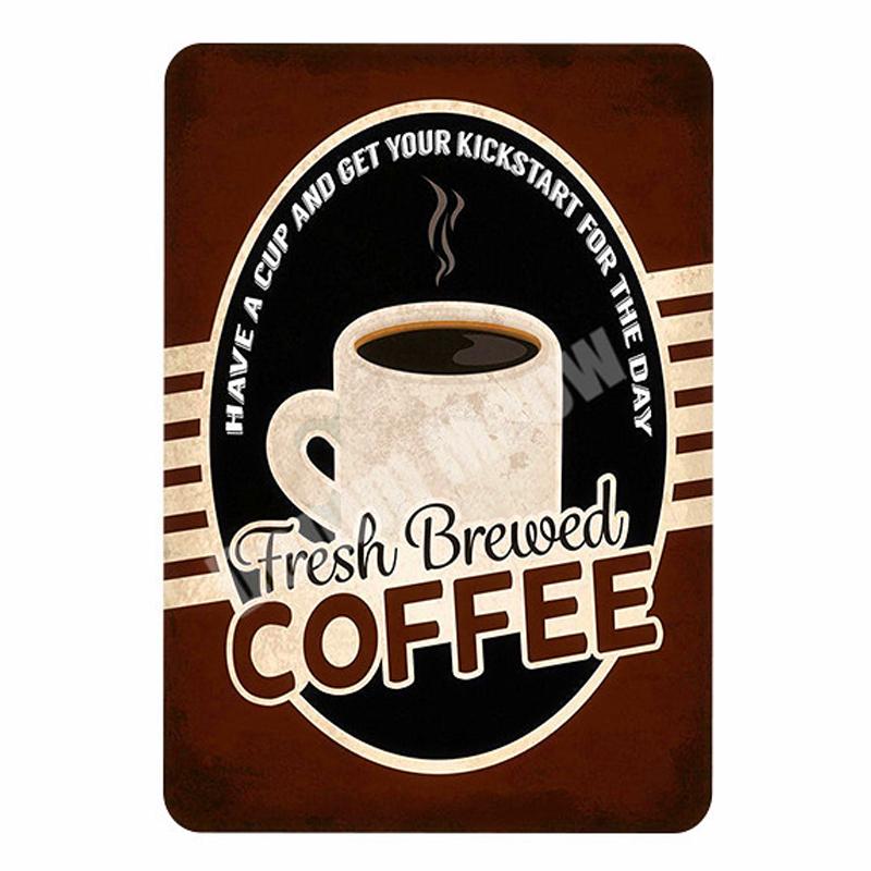 КОФЕ табличка металлические жестяные вывески паб-бар пончики декоративная тарелка мороженое запеченная настенная живопись пирог торты винтажный домашний декор A293