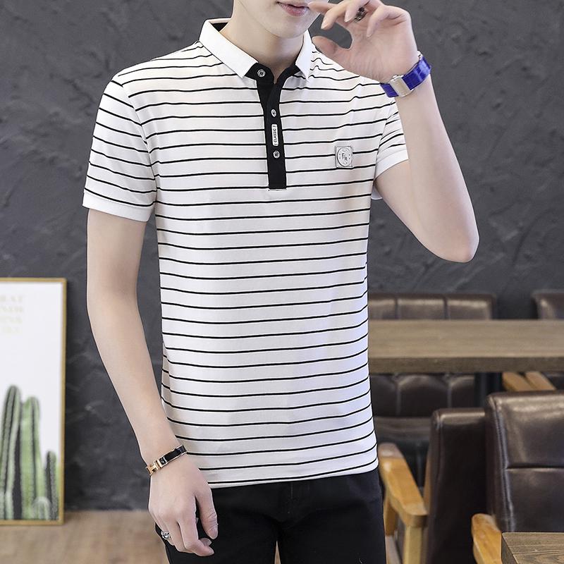 Полосатая рубашка поло повседневная с коротким рукавом мужская рубашка поло большого размера M-4xl