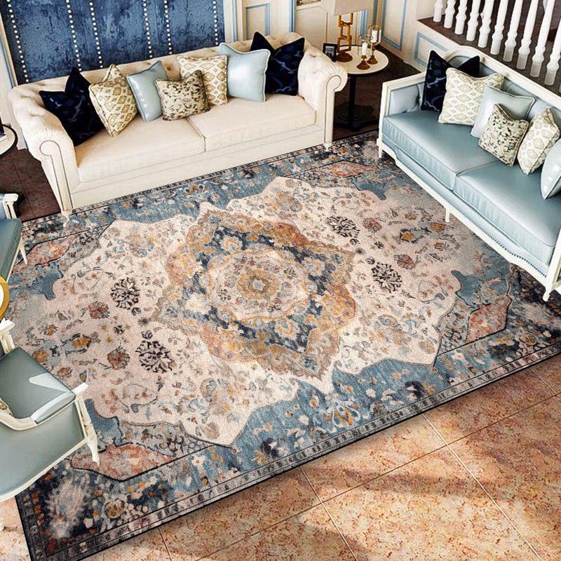 Ковер в американском стиле, синий персидский, для украшения гостиной, коврики под диван и журнальный столик, легко чистить, коврик для пола в спальню, гардеробную, нескользящий
