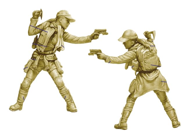 Master Box Zombieland Series Zombie Hunter 1 Male 2 Female Shotgun Plastic Model MB35243 1/35 + (People)