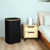 Foldable Bamboo Laundry Basket with Lid and Inner Bag for Bathroom/Bedroom