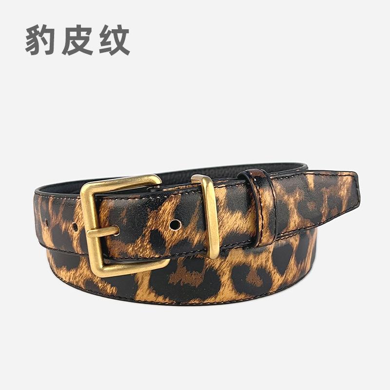 First Layer Cowhide Zebra Pattern Leopard Leather Pattern Leather Belt With Casual Pants Short Skirt Jeans Women'S Belt