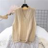 Spring and Autumn Women's V-neck Vest Knitted Retro Solid Color Sweater Vest Top