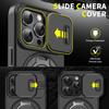 For iPhone 16 Pro Max Magnetic Case Kickstand TPU+PC Phone Case with Camera Lens Slide Cover