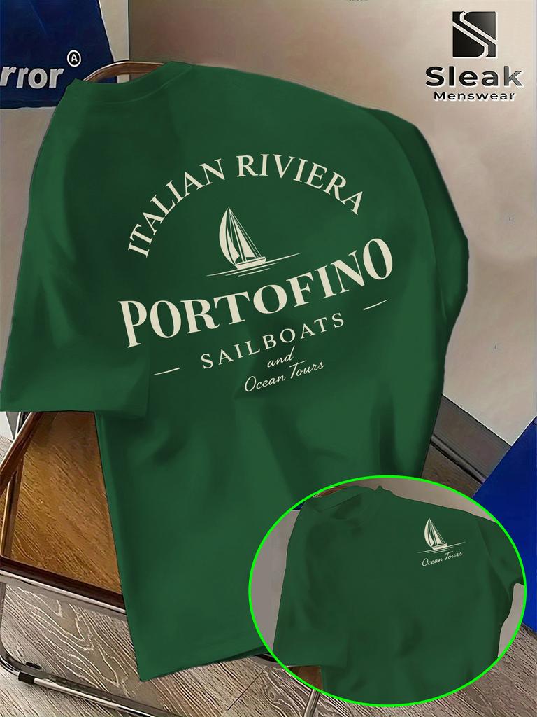 2026 New Cotton T Shirt 2026 New Print T Shirt Unisex Portofino Italian Riviera Sailboat Print Casual Streetwear Tops