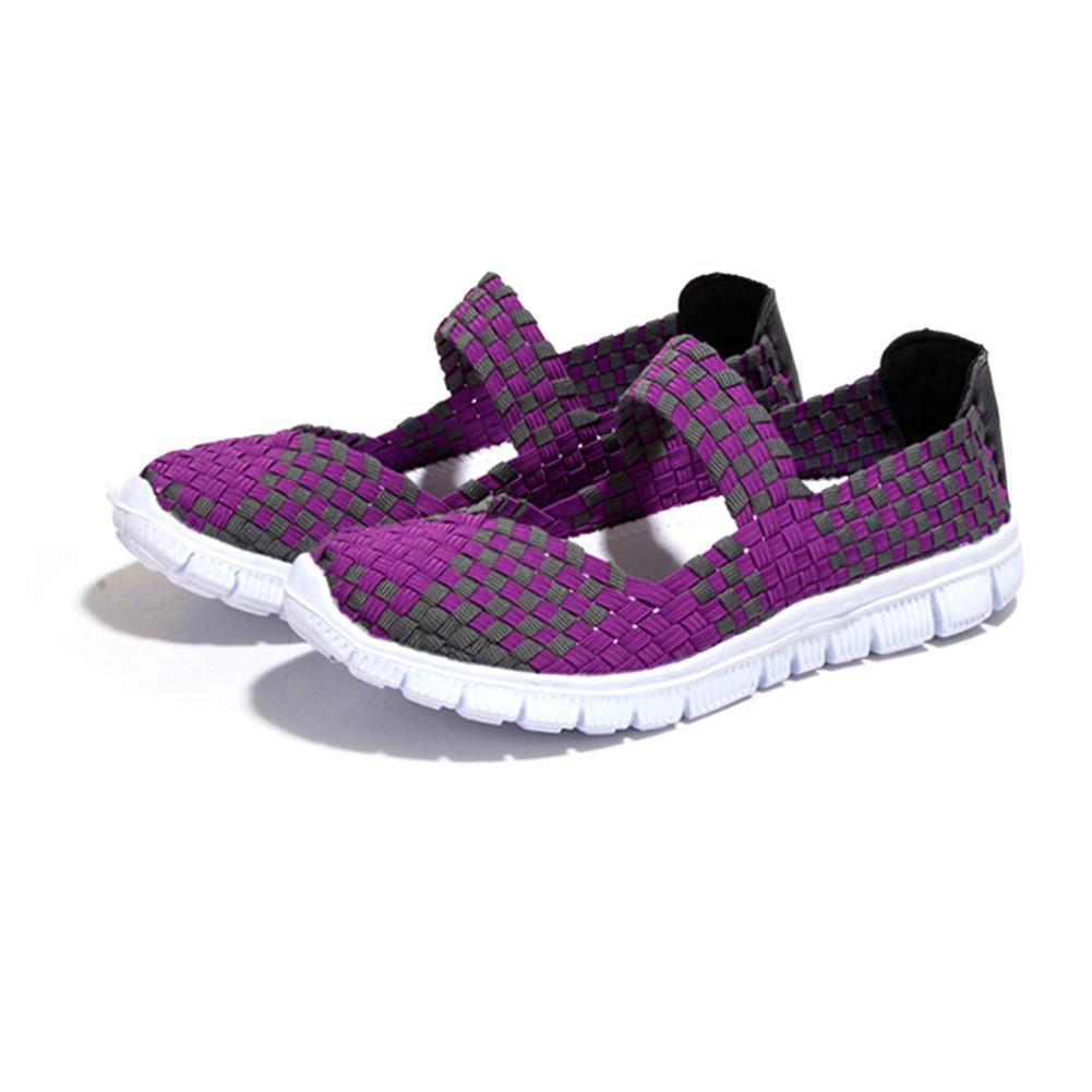 Women's Fashion Casual Rainbow Ladies Summer Sports Runnings Woven Mesh Flat Shoes