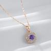 Блестящее фиолетовое квадратное колье-подвеска из натурального циркона для женщин, цвет розового золота, хрустальная подвеска, винтажные украшения