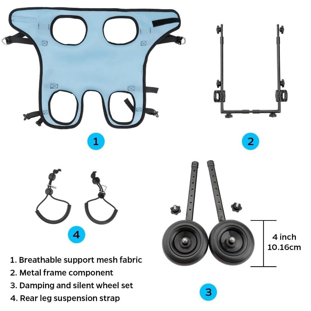 Adjustable Pet Wheelchair Cart Comfortable Rehabilitation Walking Assistant  Outdoor Use