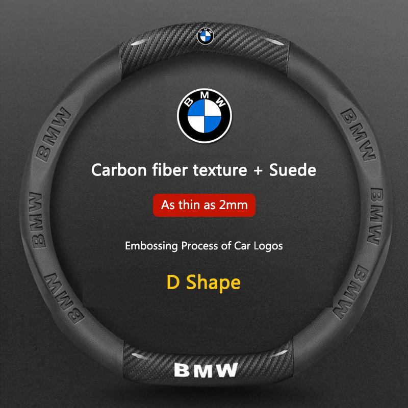 BBKZ6 Car Anti-Slip Carbon Fiber Texture+Suede Type Car Steering Wheel Cover For BMW M X1 X2 X3 X4 X5 X7 E36 E39 E46 E60 E70 E87 E90