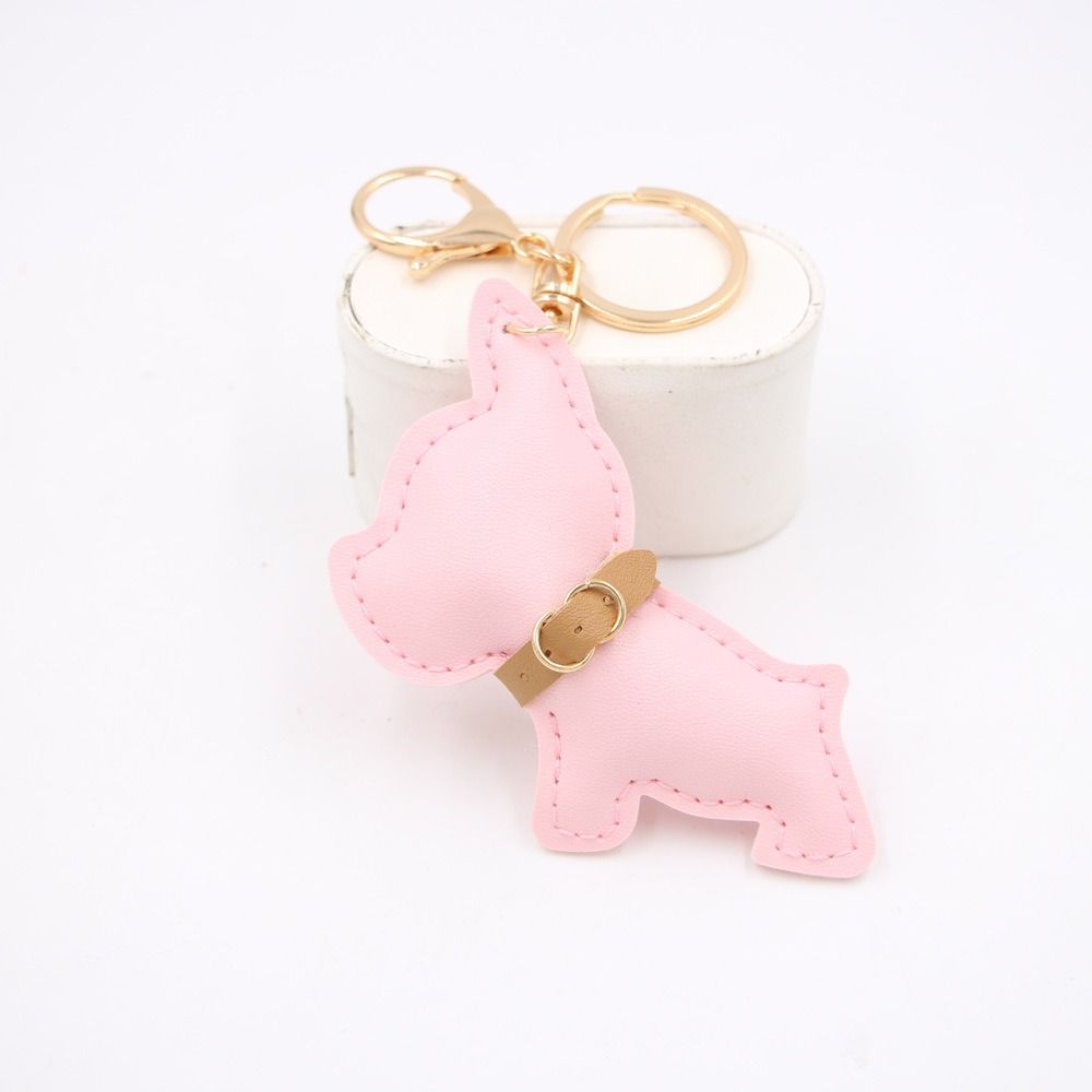 Fashion DIY Super Fierce Bulldog Key Chain Kawaii Dog Car Keychain PU Leather Bag Pendant Bag Accessories