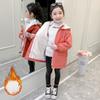 Winter Girls' Windbreaker, Autumn and Winter Clothes, Plus Velvet Thickening, Big Children's Korean Version of The Waist Jacket, Warm Jacket