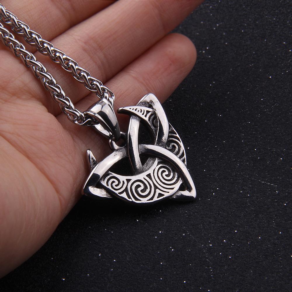 Ожерелье из нержавеющей стали с подвеской в виде кельтского викинга Triquetra Trinity Knot Crescent Moon